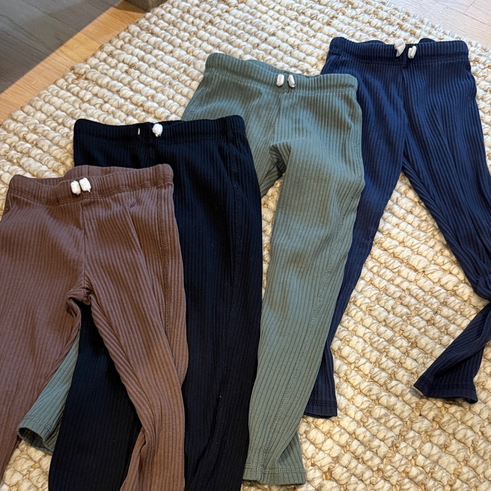 Zara Kids Ribbed Leggings - Brown, Black, Green, Blue